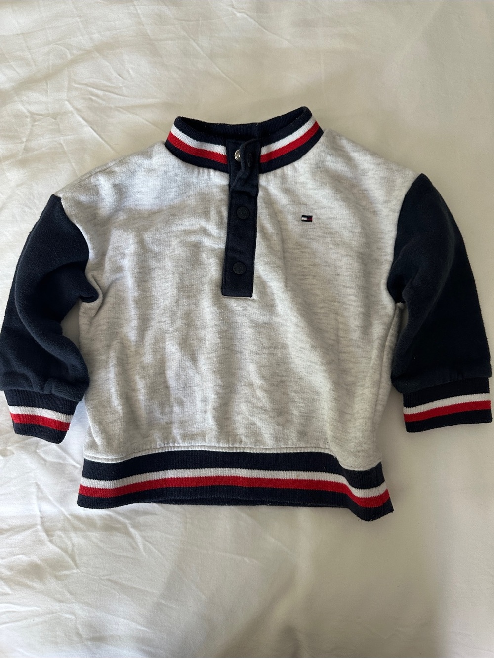 Tommy Hilfiger Grey, Navy & Red Toddler Pullover Sweatshirt